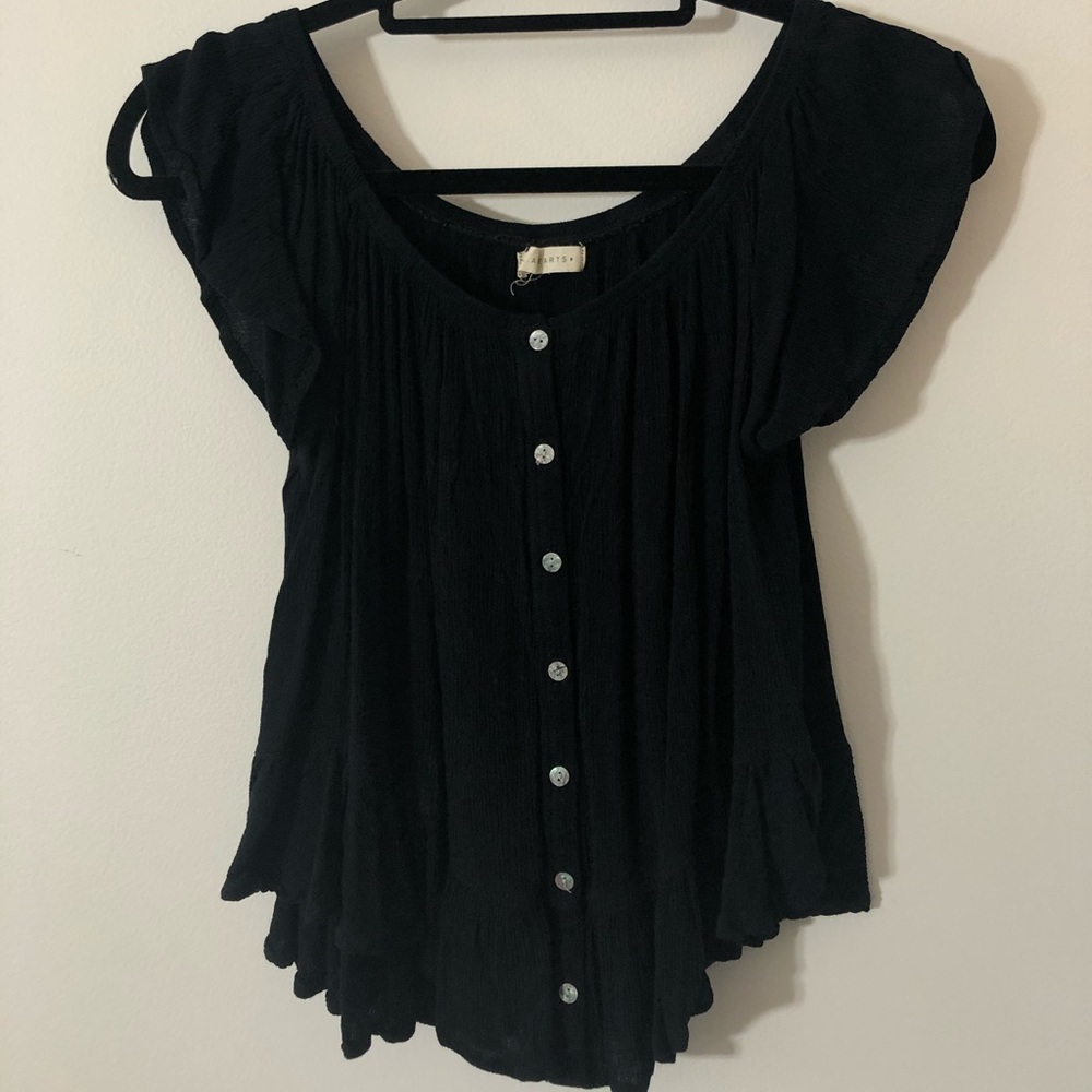 pacsun la hearts black button up top